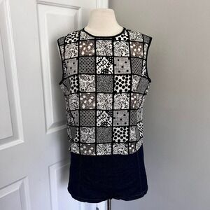 BLACK AND WHITE E.K. DESIGNS PATCHWORK TANK‎ TOP